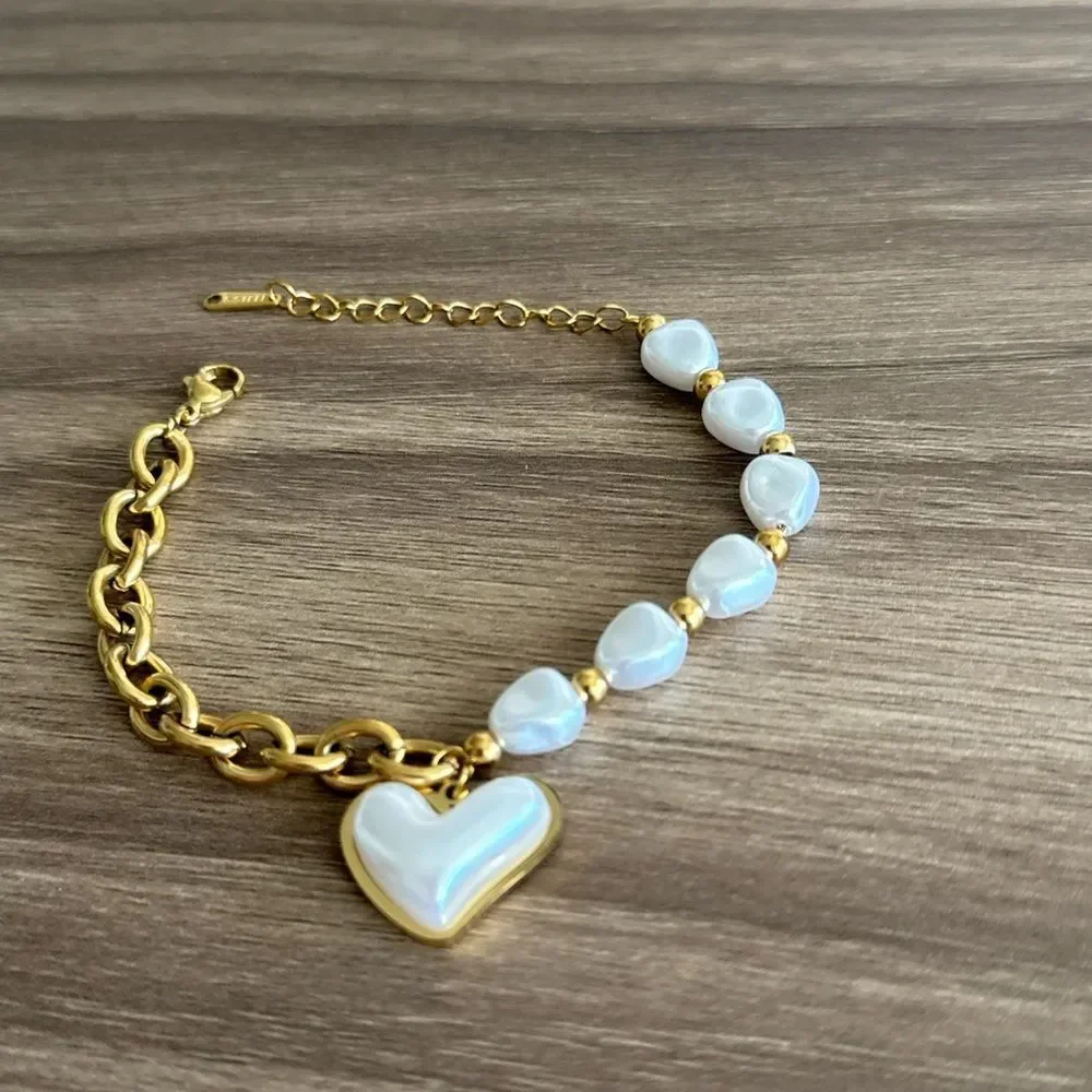 Pearl heart Bracelet Q818 - Picture 4 of 5